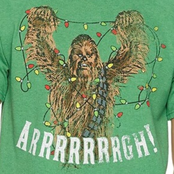 New! Star Wars Chewbacca Christmas Lights T-Shirt Arrrrrrrgh! - Picture 2 of 3
